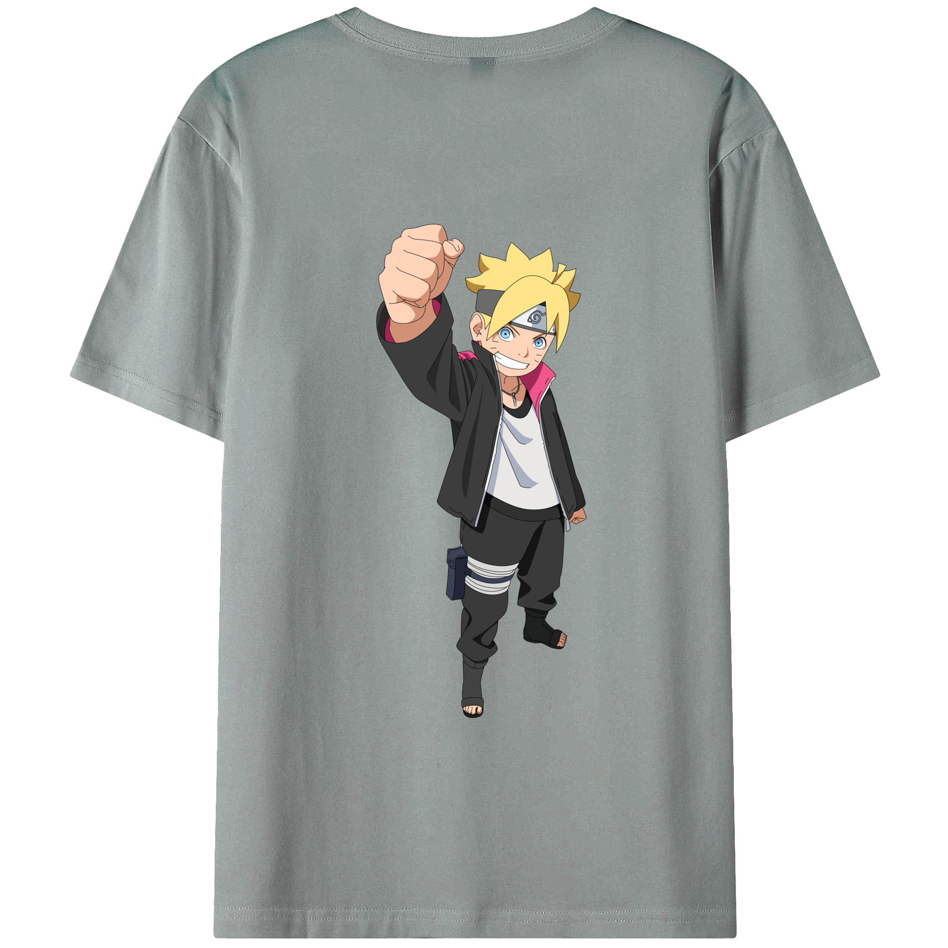 （画像用） NARUTO -ナルト- うずまき ボルト Uzumaki Boruto 綿100％ メンズ半袖Tシャツ（バックプリント） 通気性